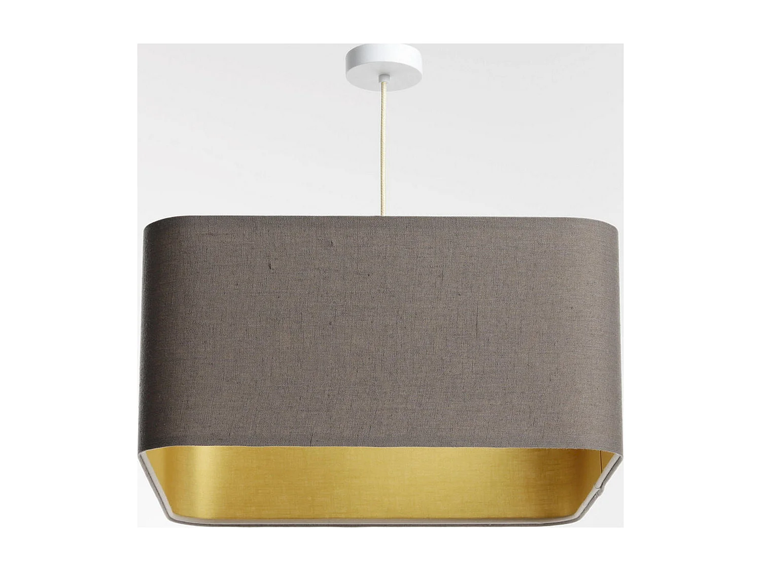 Suspension textile lin beige élégance dorée - Hauteur 30 cm