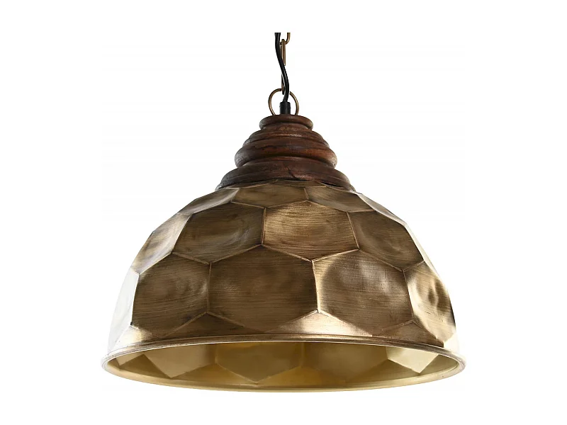 Suspension élégance bois et métal doré design