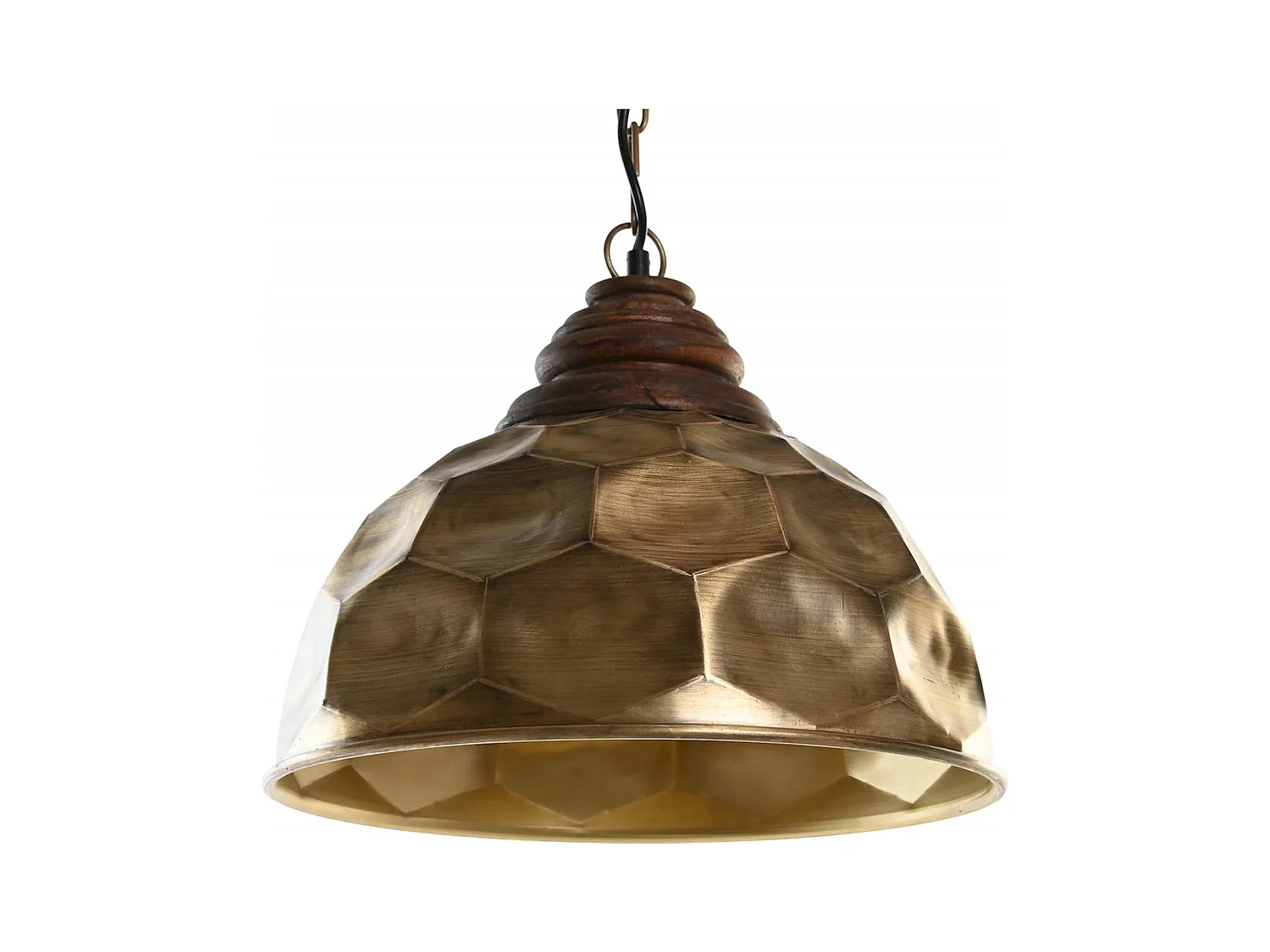 Suspension élégance bois et métal doré design