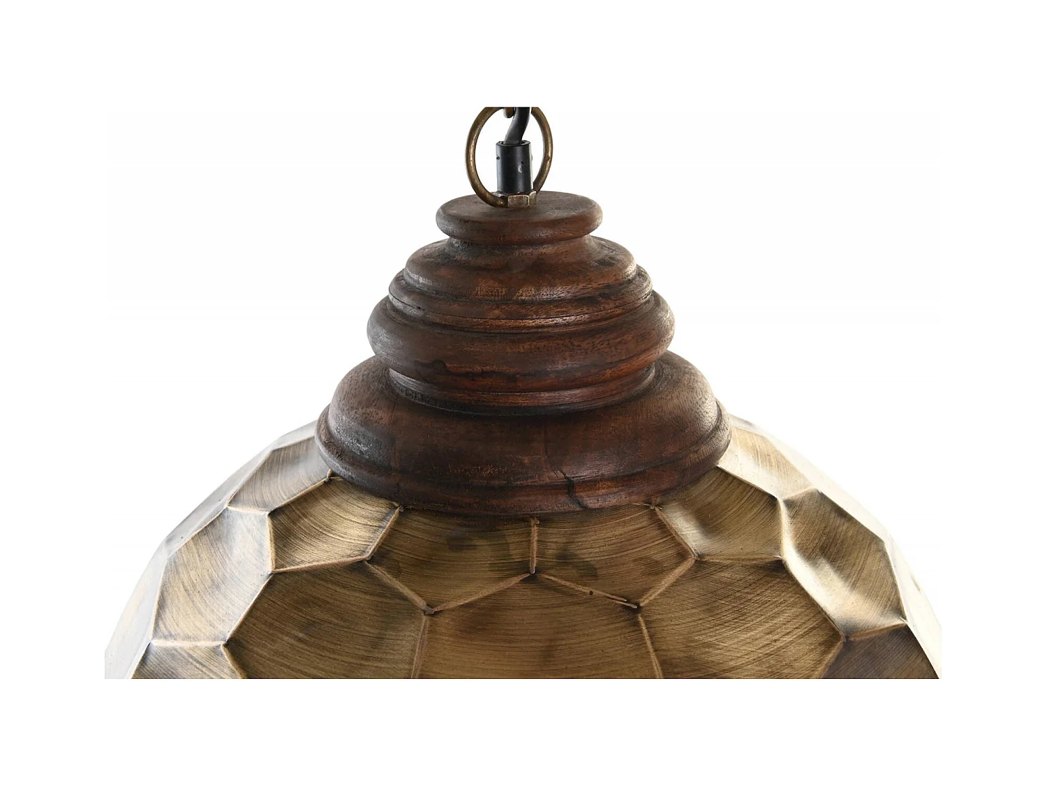 Suspension élégance bois et métal doré design