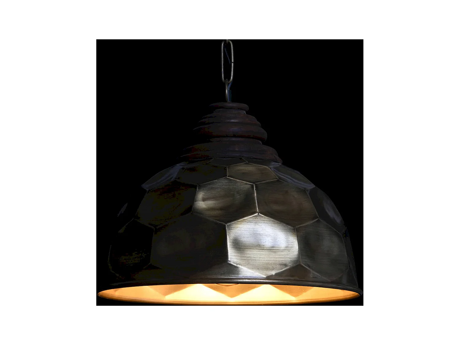 Suspension élégance bois et métal doré design