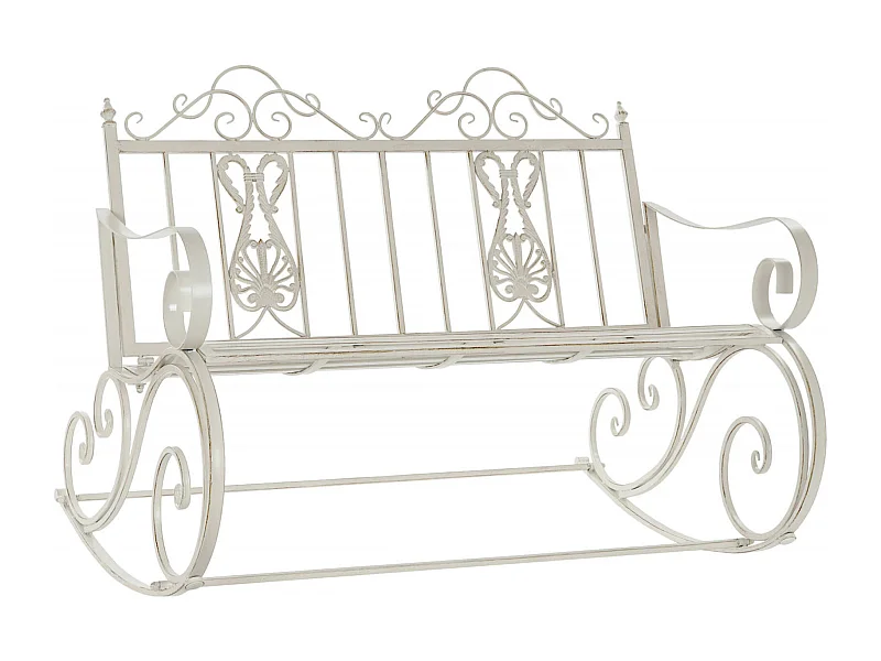 Banc de jardin blanc design vieilli élégant