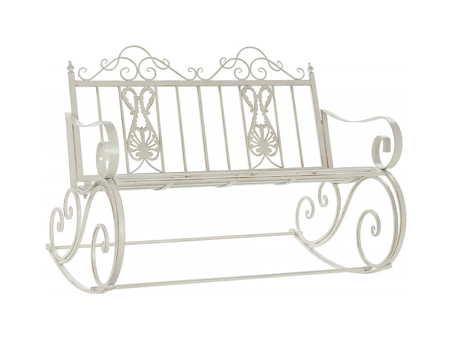 Banc de jardin blanc design vieilli élégant