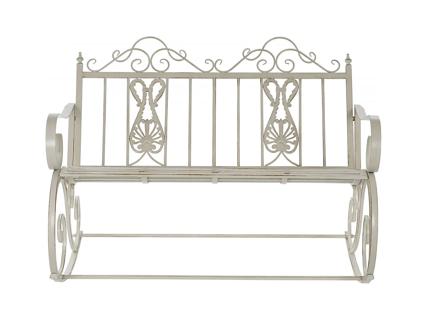 Banc de jardin blanc design vieilli élégant