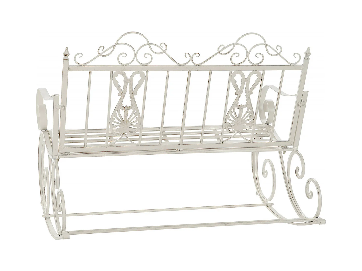 Banc de jardin blanc design vieilli élégant