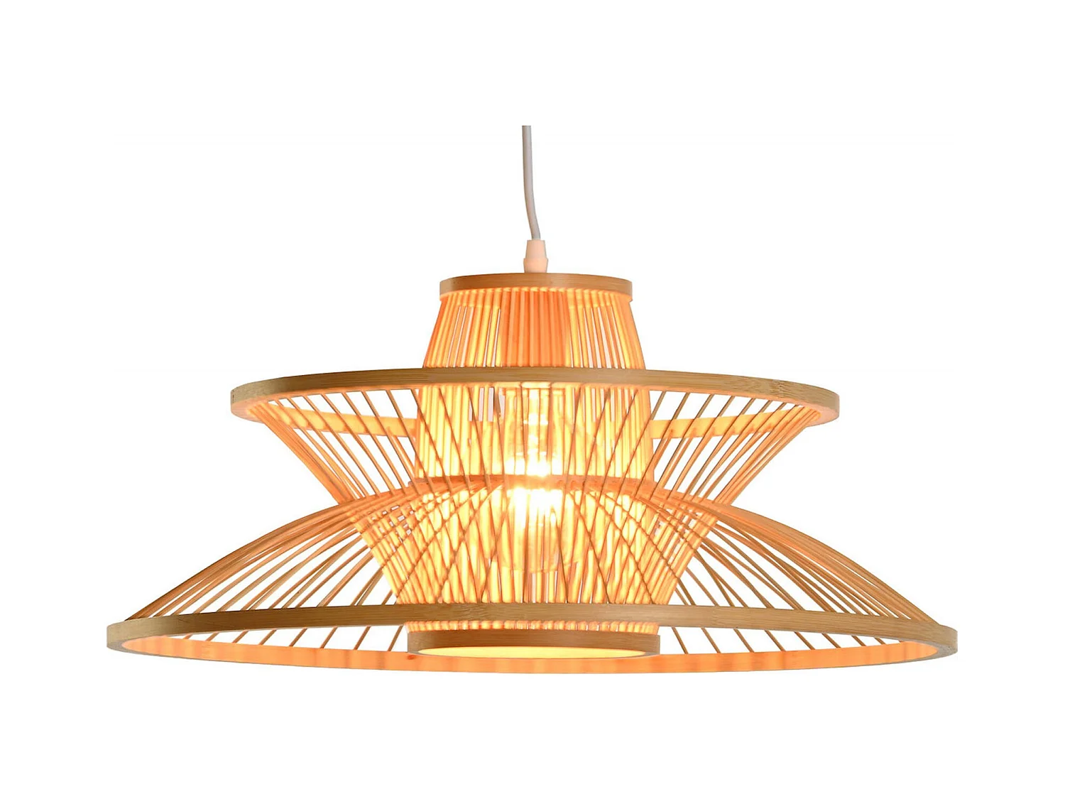 Suspension bambou éclairage chaleureux pour intérieur cosy