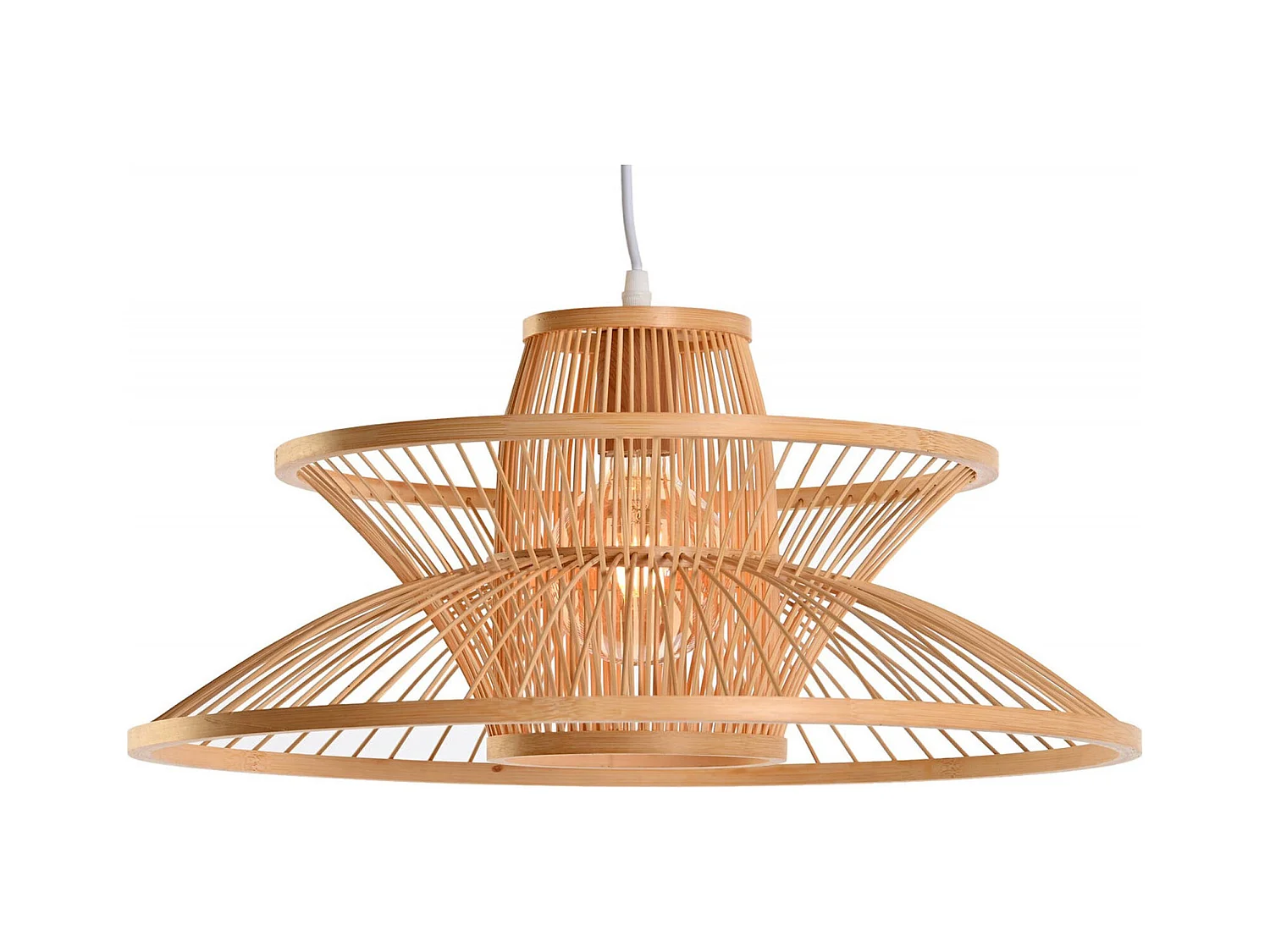 Suspension bambou éclairage chaleureux pour intérieur cosy