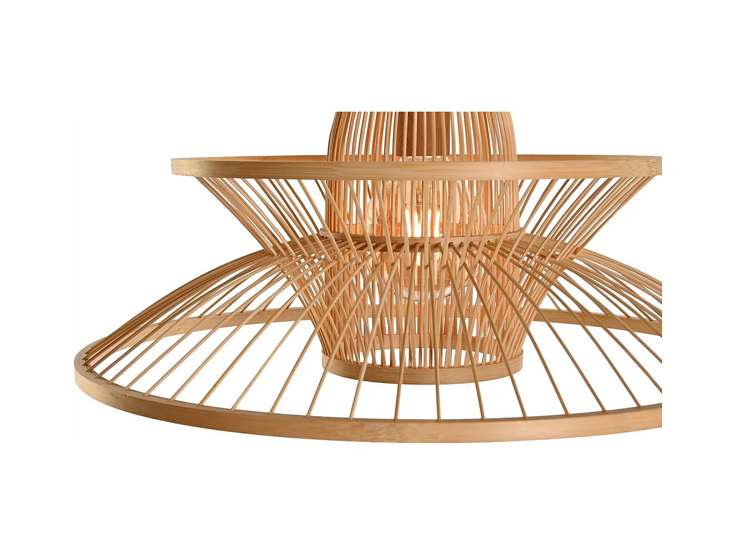 Suspension bambou éclairage chaleureux pour intérieur cosy