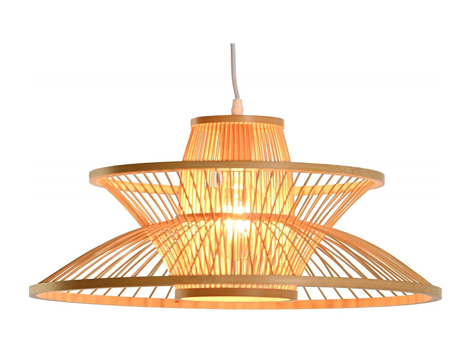 Suspension bambou éclairage chaleureux pour intérieur cosy