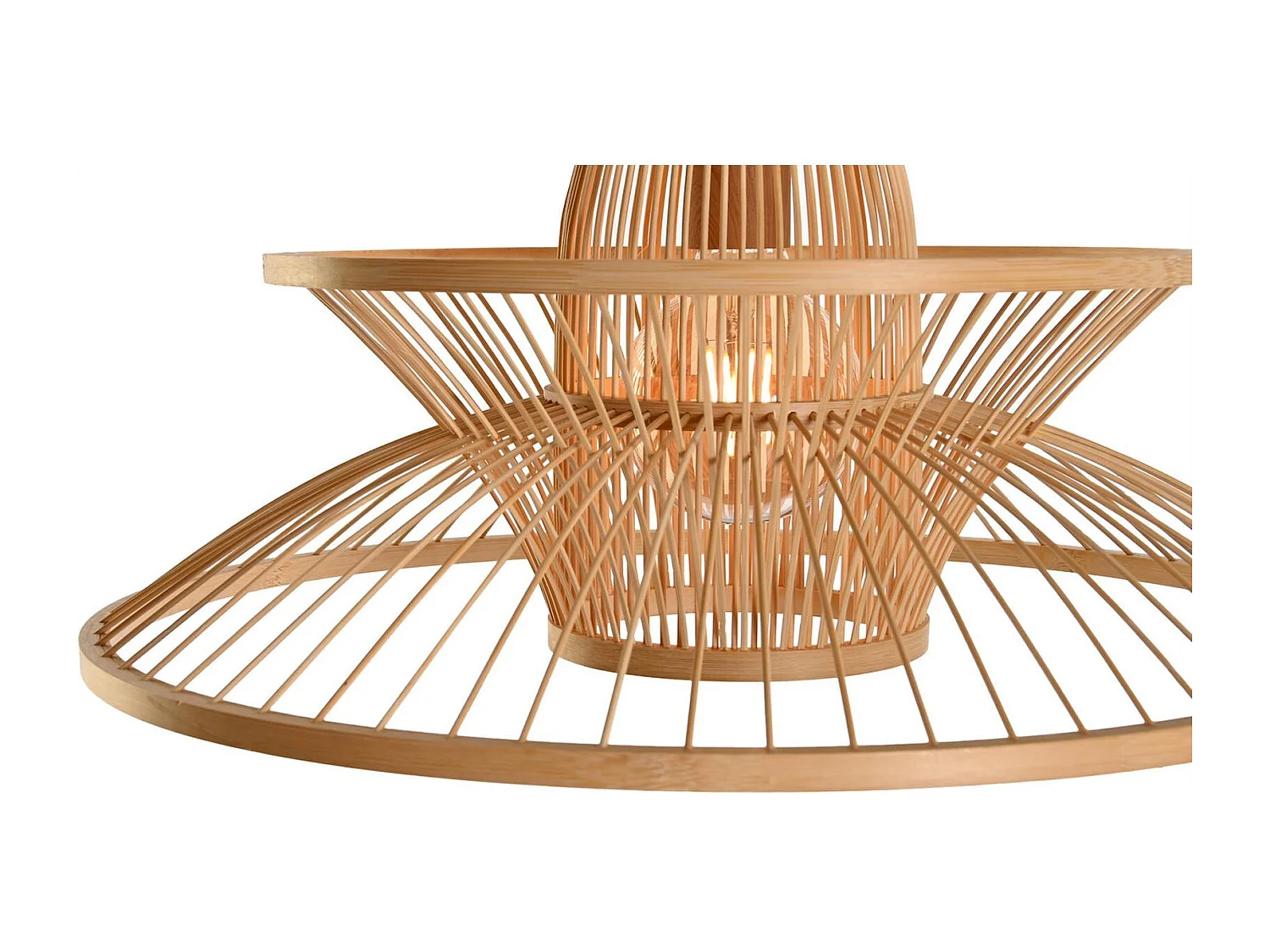 Suspension bambou éclairage chaleureux pour intérieur cosy