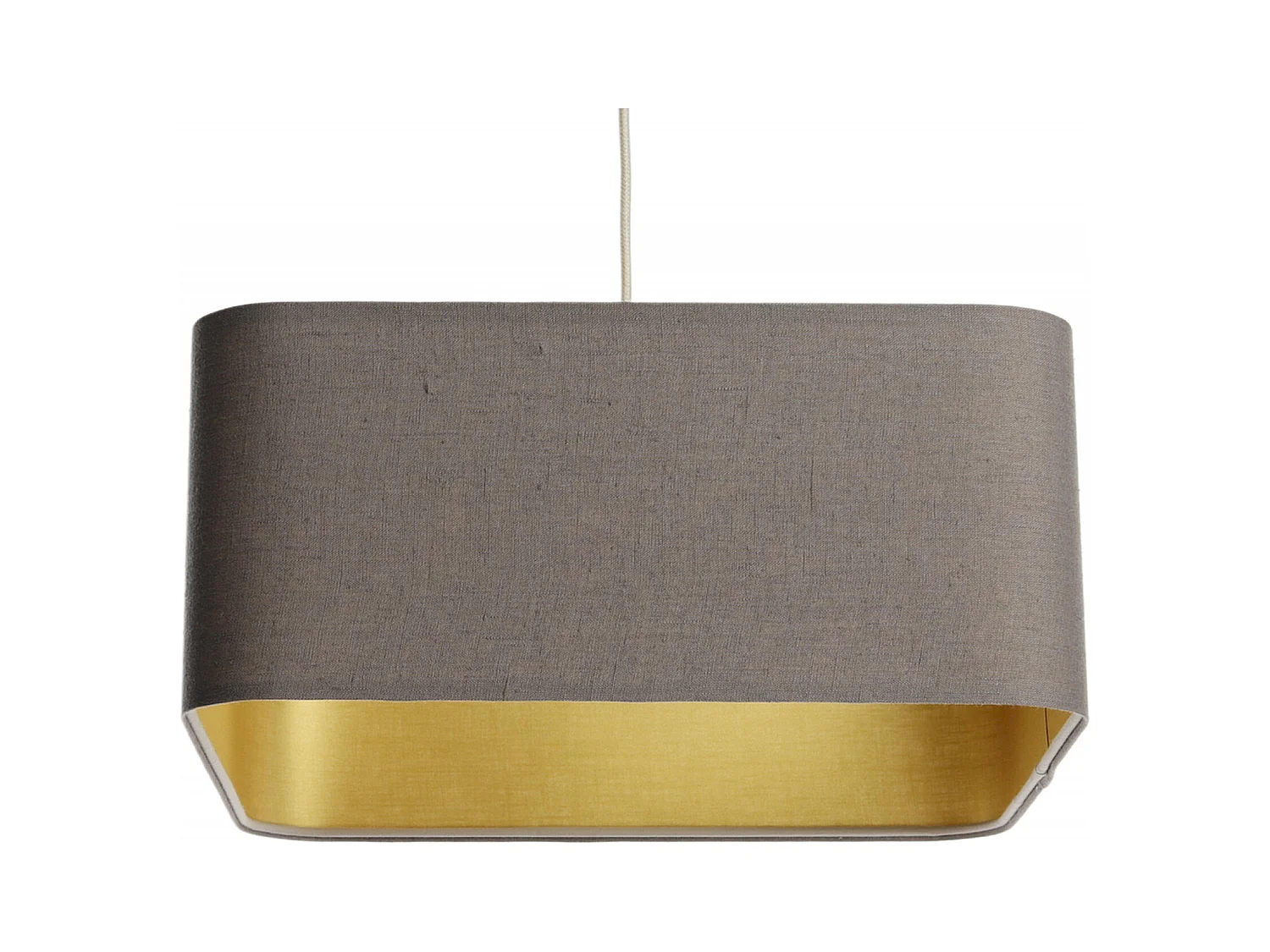 Suspension textile lin beige élégance dorée - Hauteur 25 cm