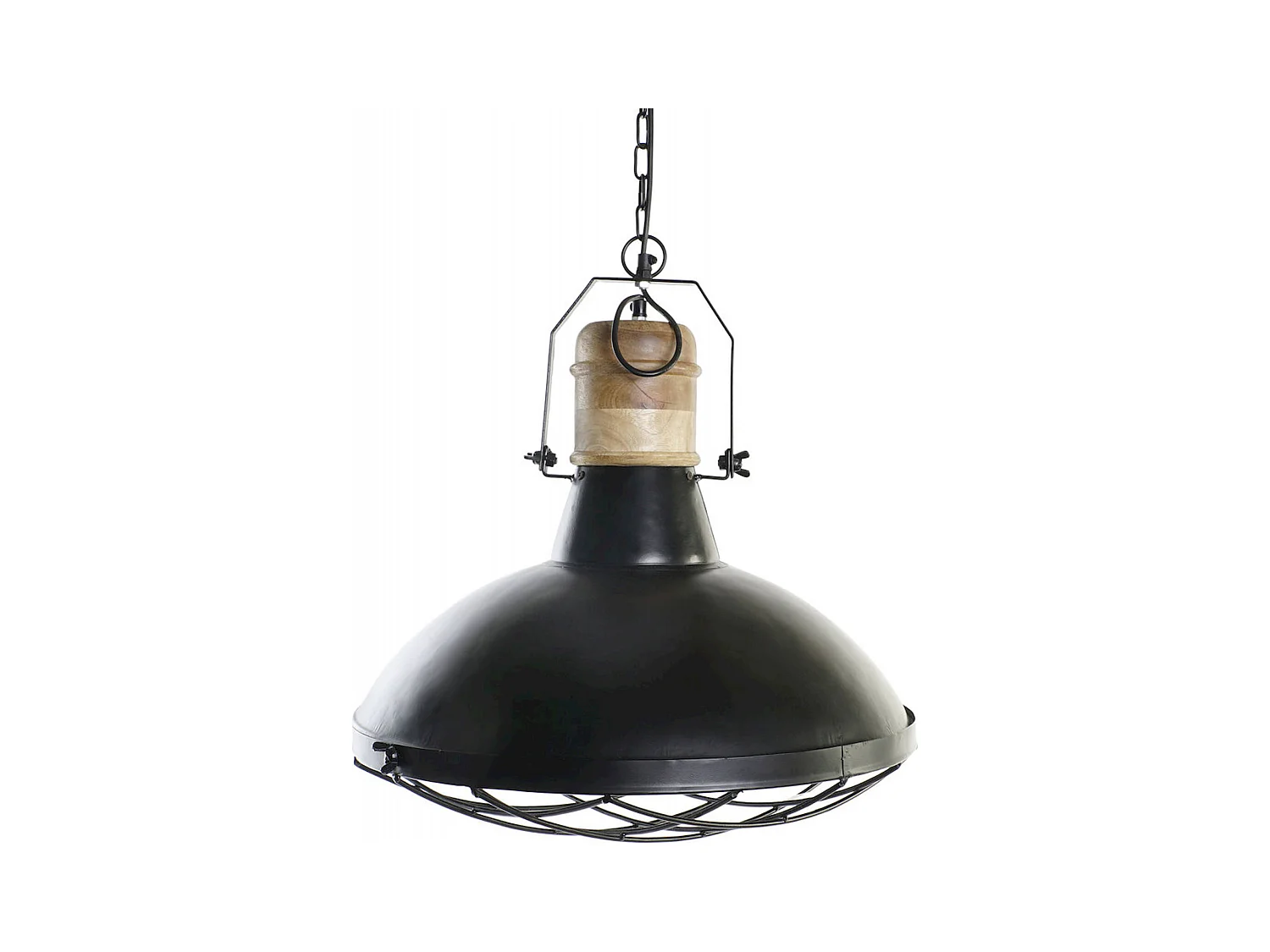 Suspension chic industrielle fer et bois