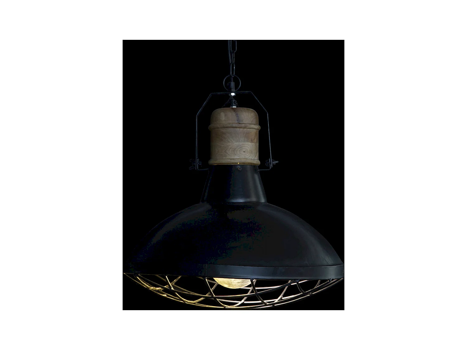 Suspension chic industrielle fer et bois