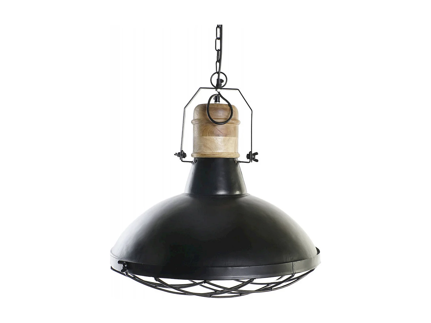 Suspension chic industrielle fer et bois