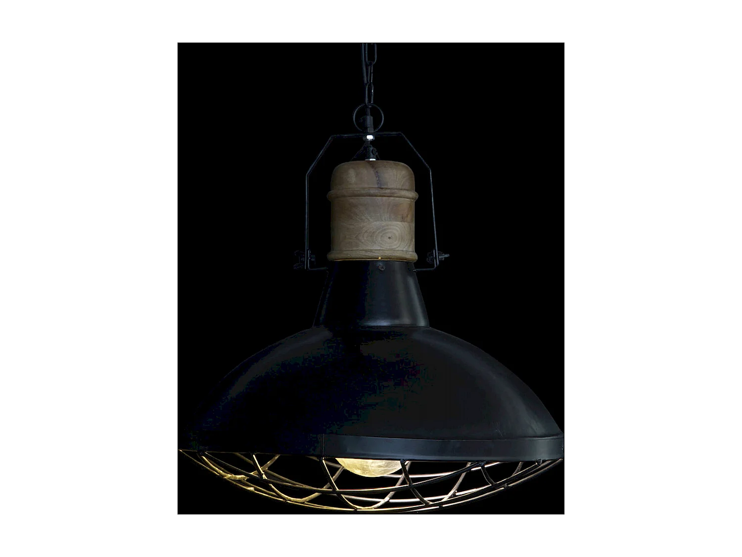 Suspension chic industrielle fer et bois