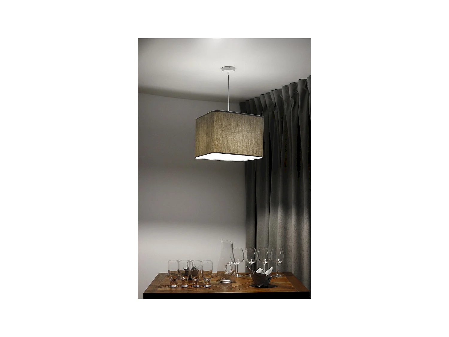 Suspension textile lin épurée pour intérieur moderne - Hauteur 25 cm