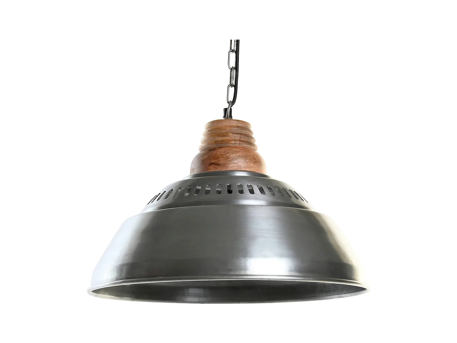 Suspension industrielle argenté et bois mango chic