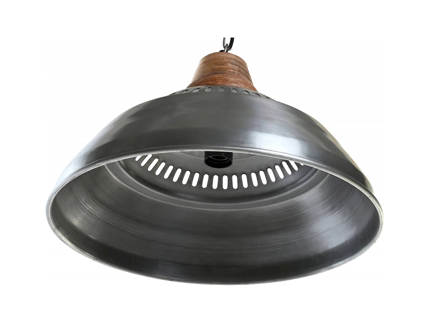 Suspension industrielle argenté et bois mango chic