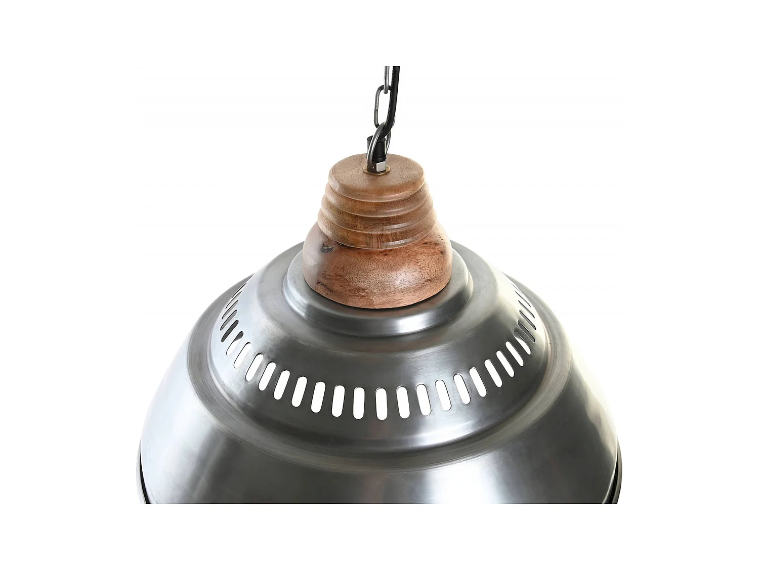 Suspension industrielle argenté et bois mango chic