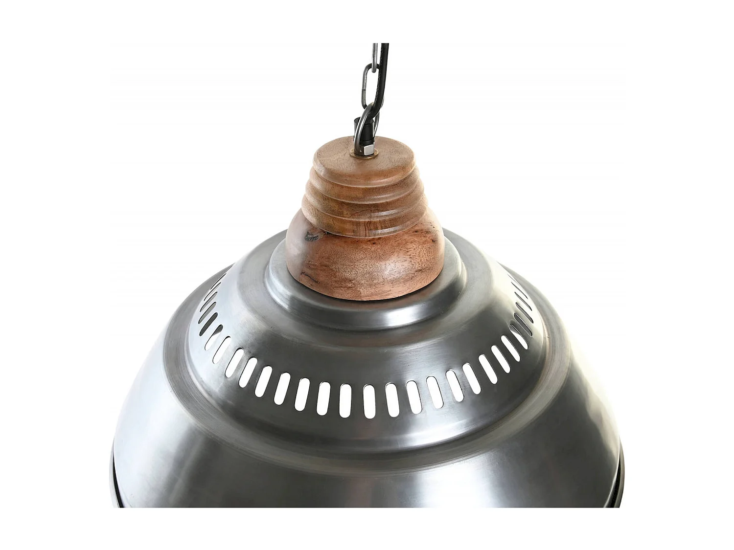 Suspension industrielle argenté et bois mango chic