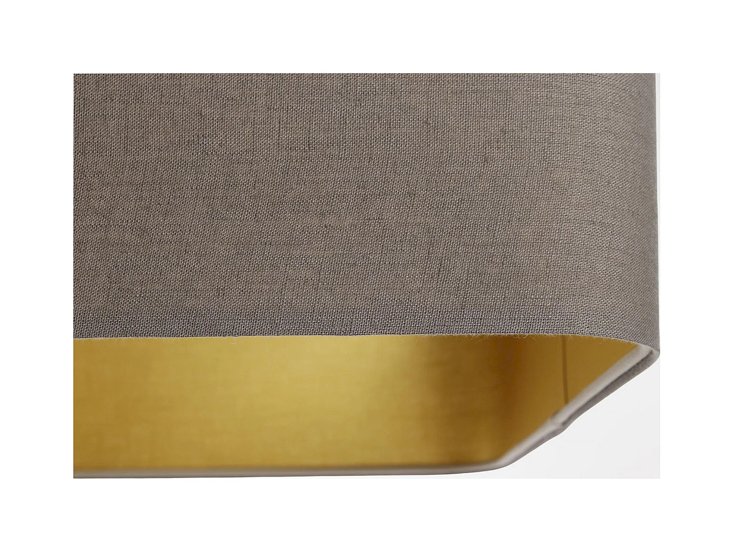 Suspension textile lin beige élégance dorée - Hauteur 20 cm