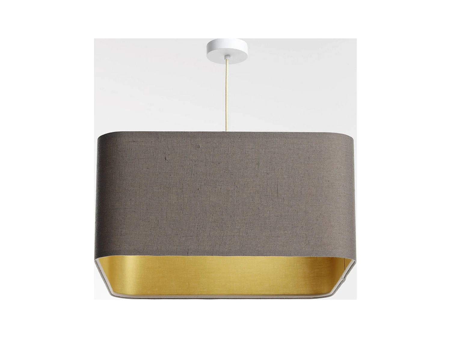 Suspension textile lin beige élégance dorée - Hauteur 20 cm