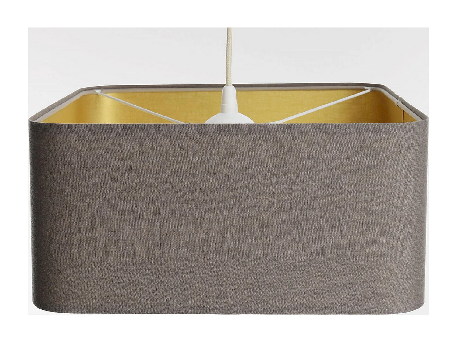 Suspension textile lin beige élégance dorée - Hauteur 20 cm