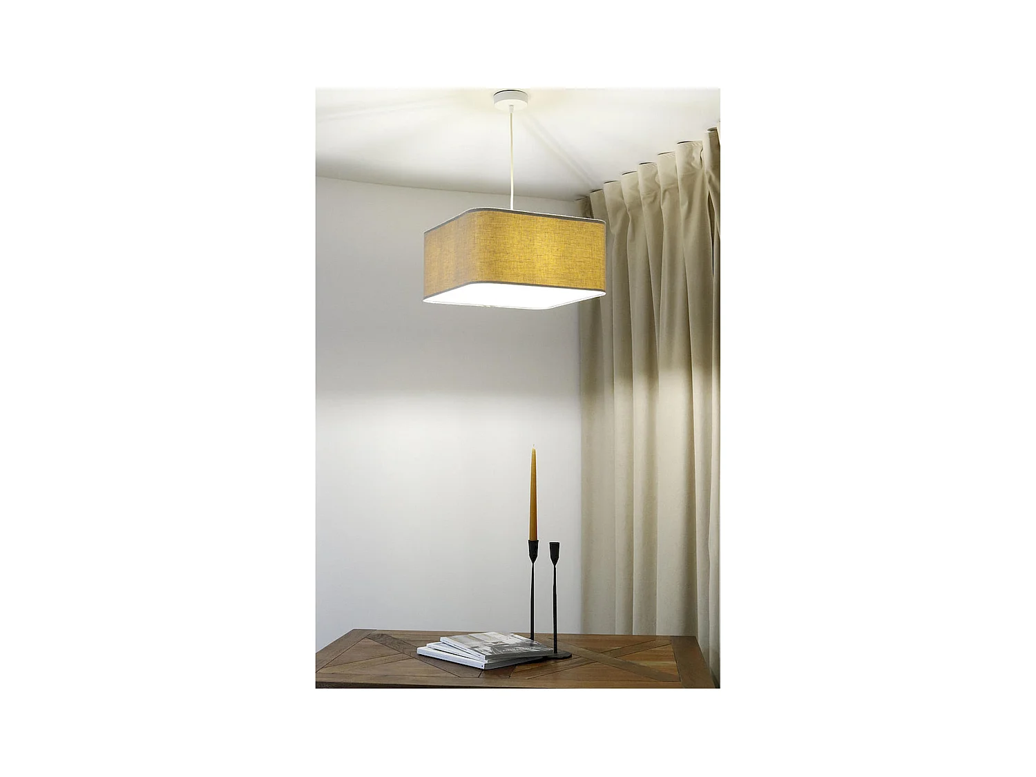 Suspension textile lin épurée pour salon chic - Hauteur 30 cm