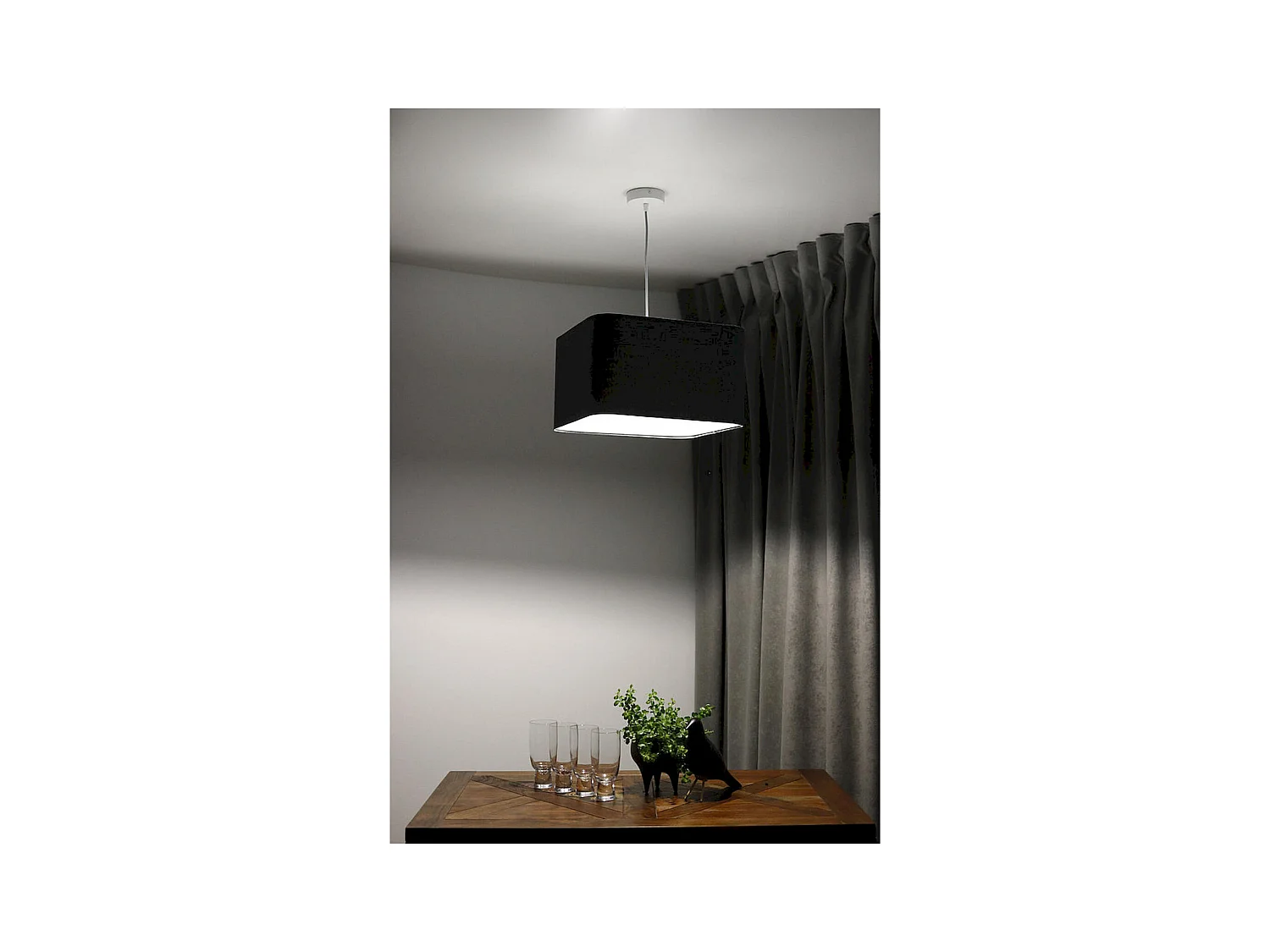 Suspension textile lin graphique design élégant - Hauteur 20 cm