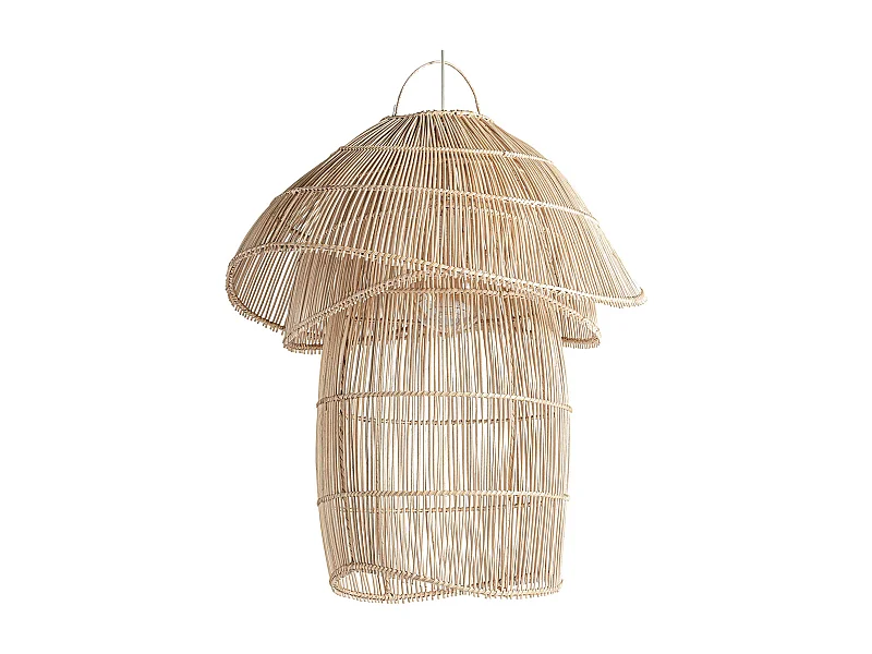 Luminaire boho chic marron tressé en ratan