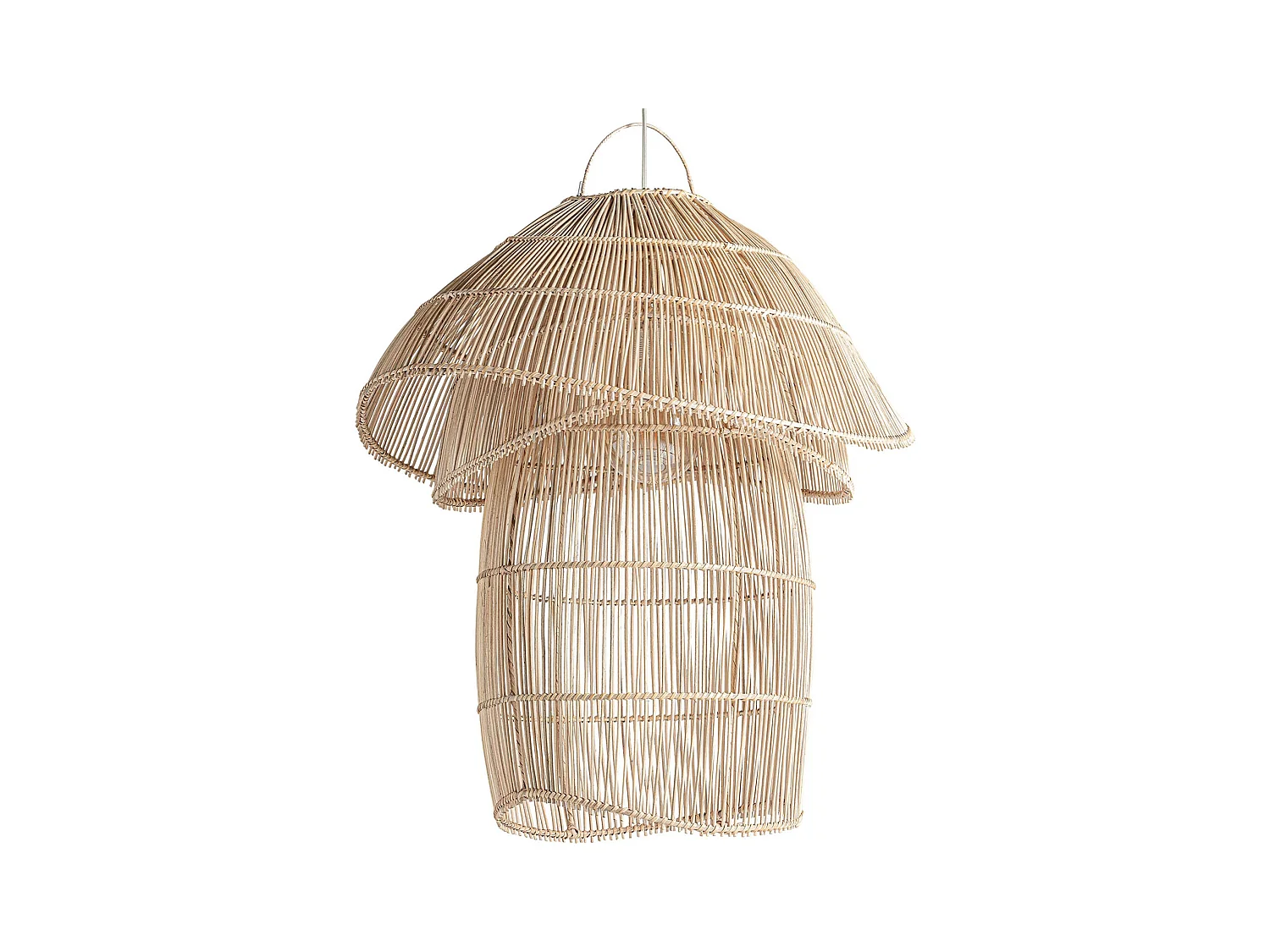 Luminaire boho chic marron tressé en ratan