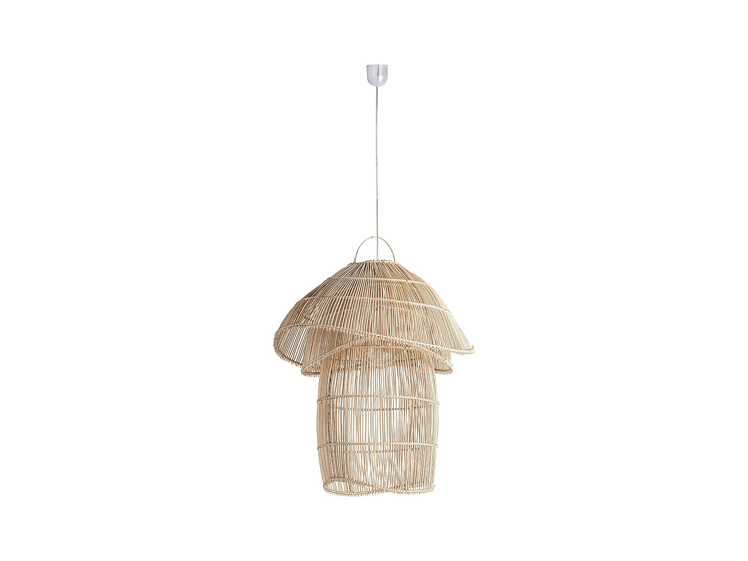 Luminaire boho chic marron tressé en ratan