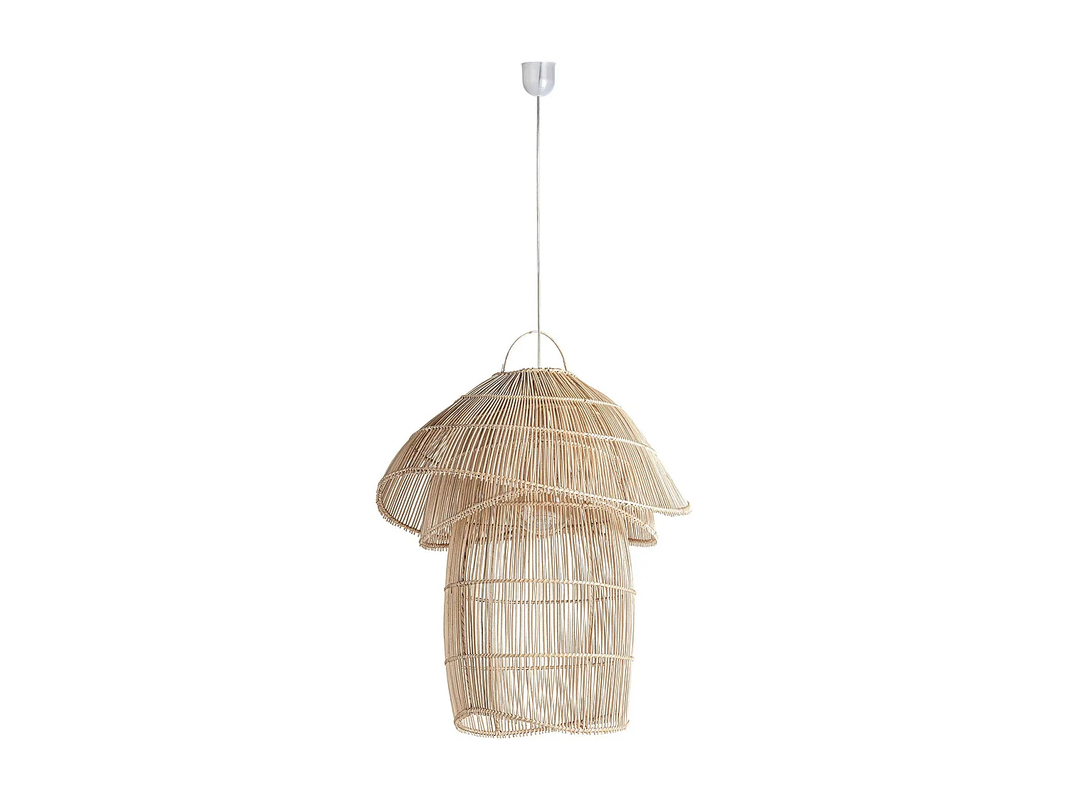 Luminaire boho chic marron tressé en ratan