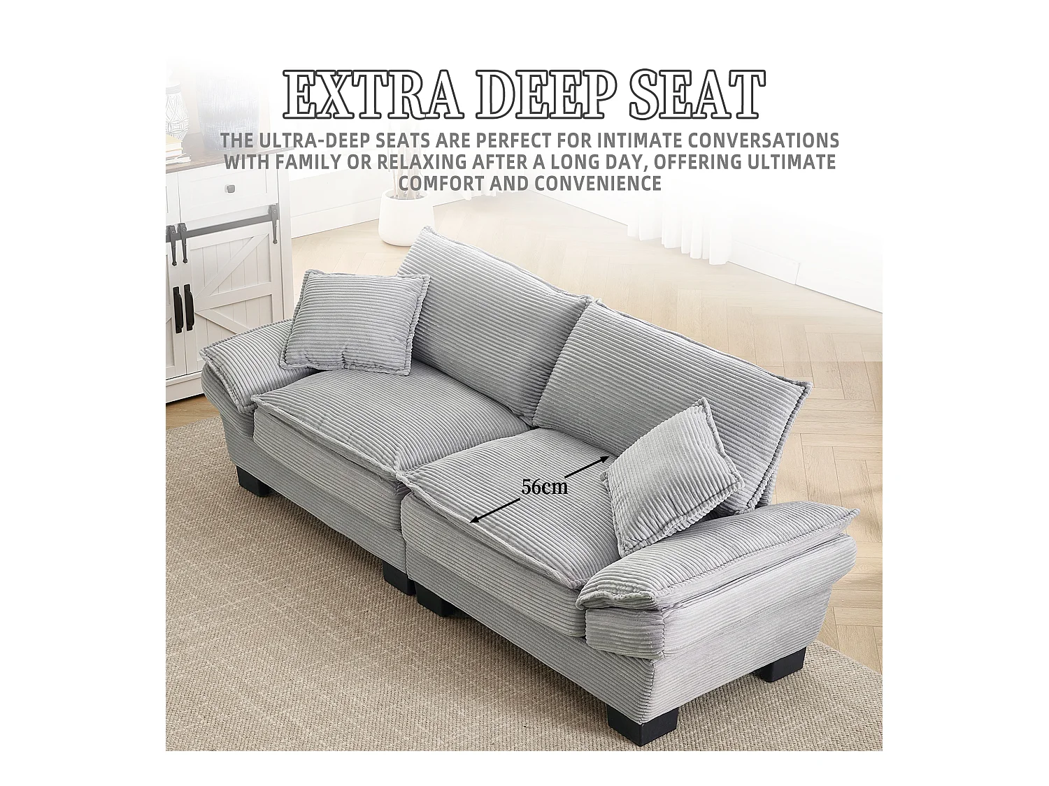 Canapé 2 places en velours gris – dossier inclinable et convertible en lit - 2 coussins inclus - idéal pour salon ou bureau