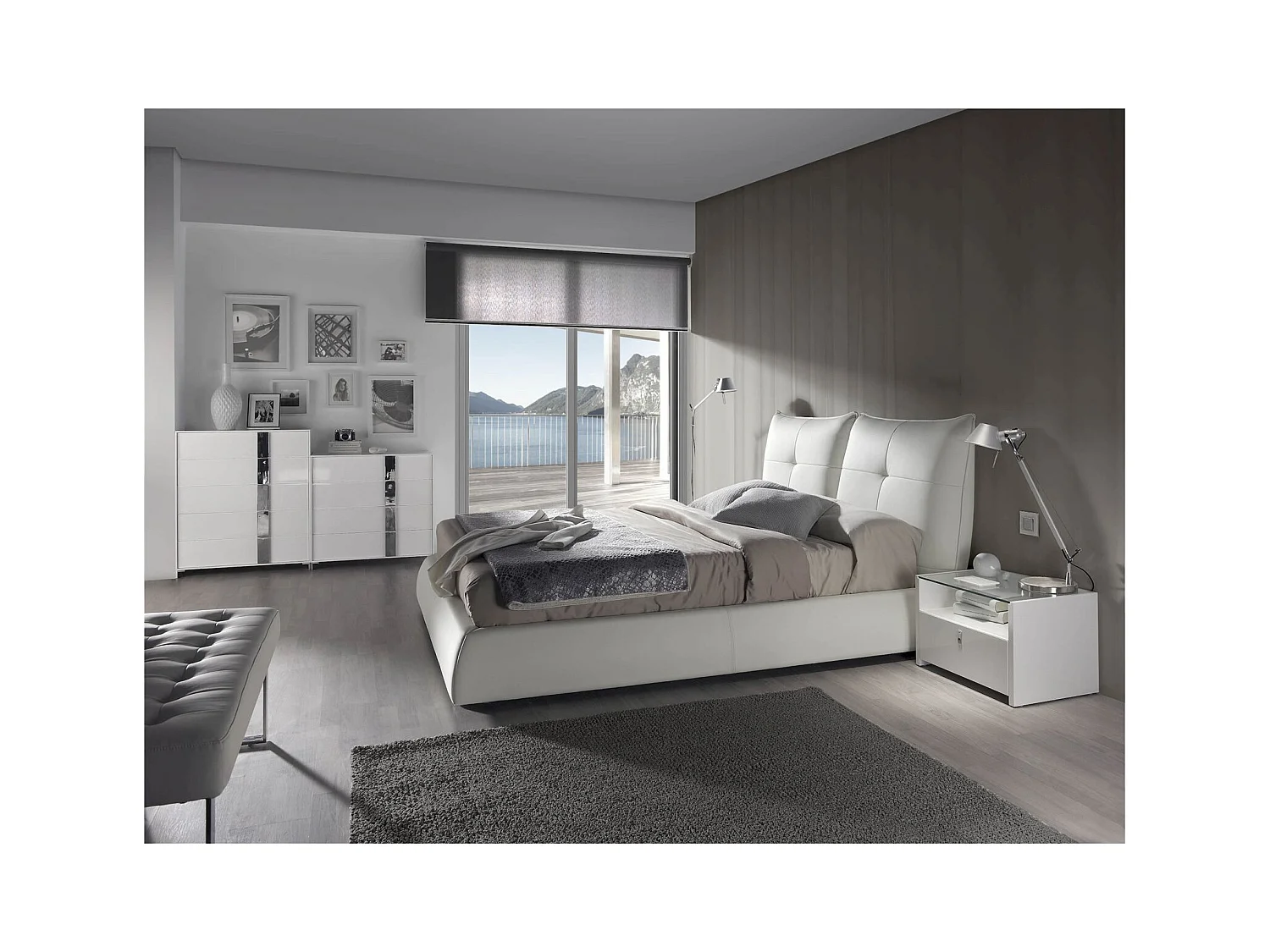 Banc rembourré structure acier inoxydable