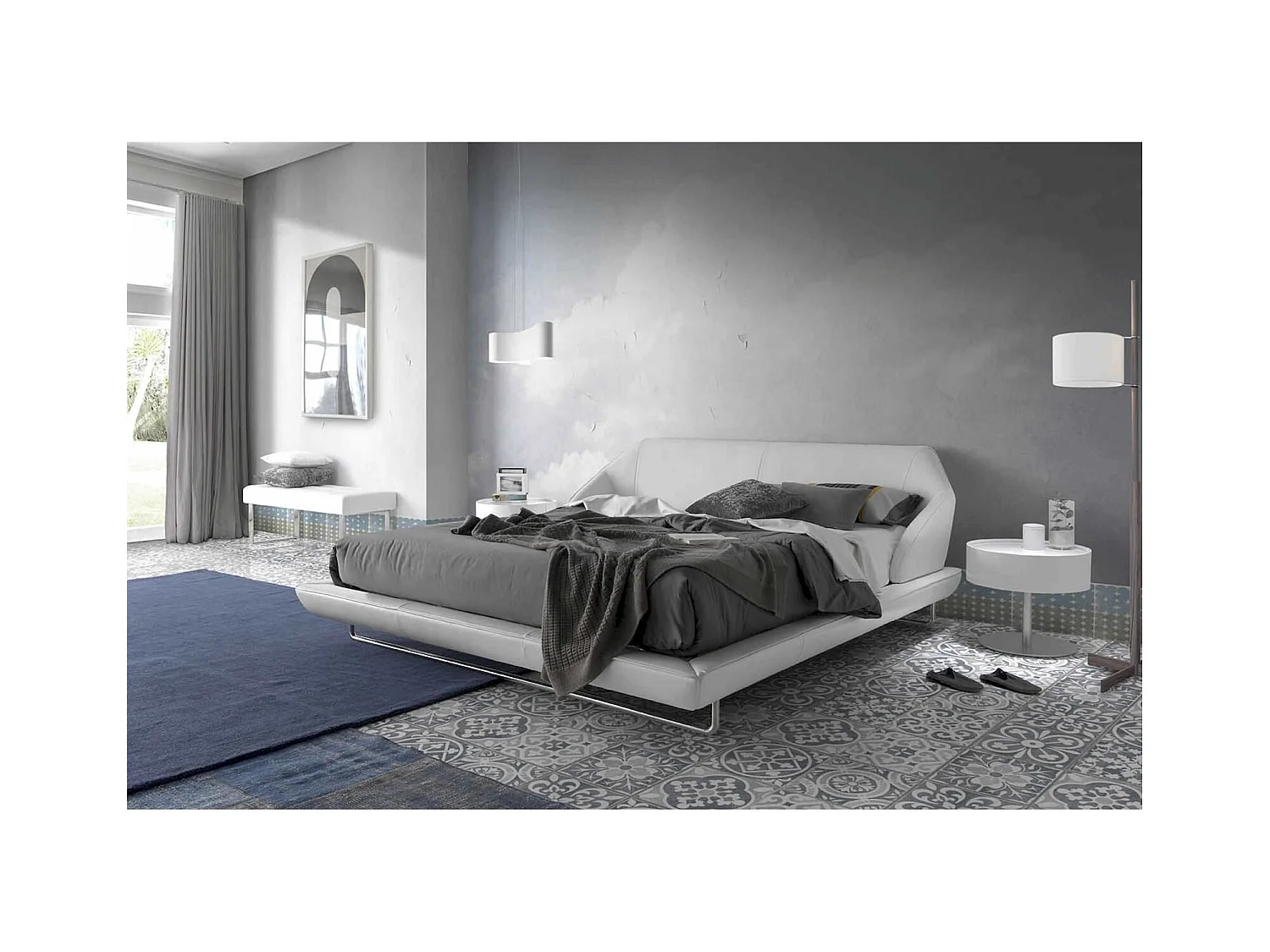 Banc rembourré structure acier inoxydable