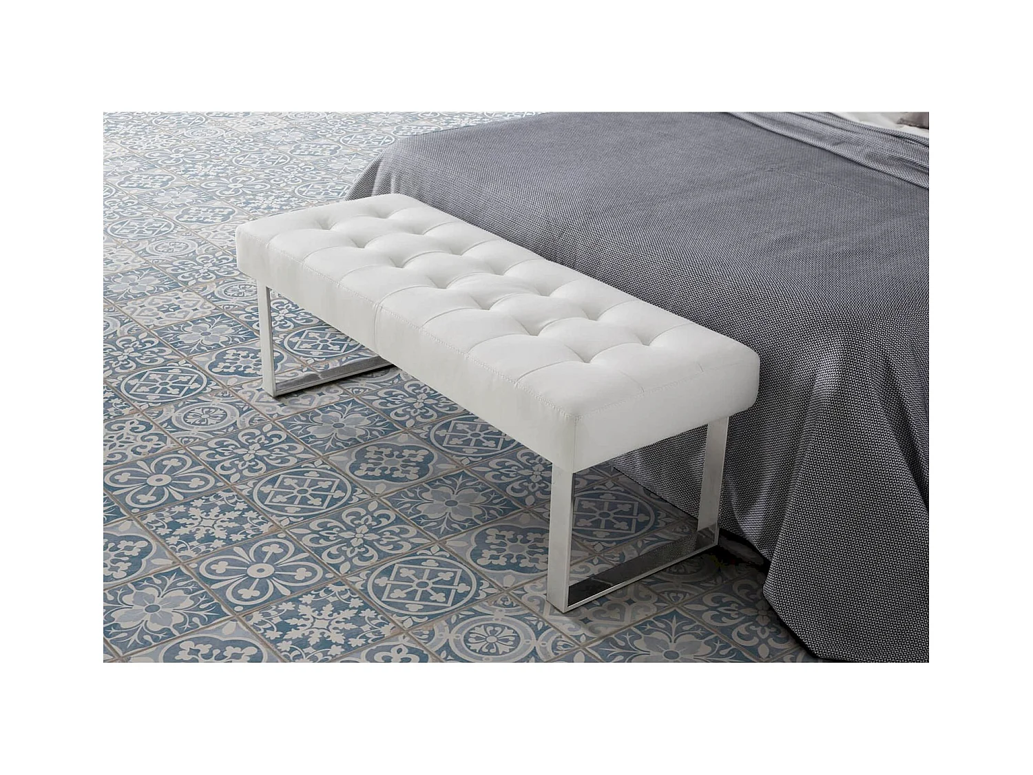 Banc rembourré structure acier inoxydable