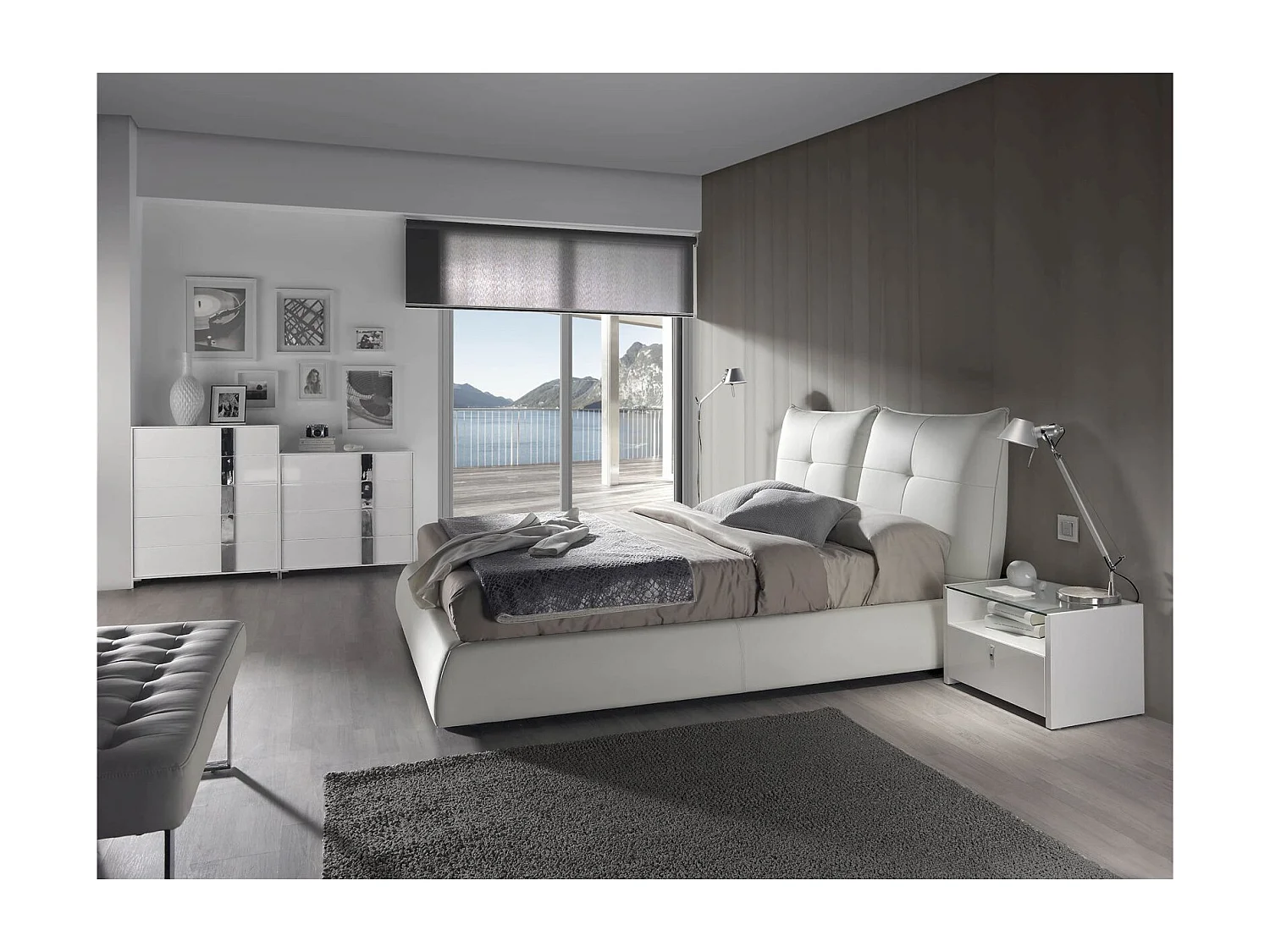 Banc rembourré structure acier inoxydable