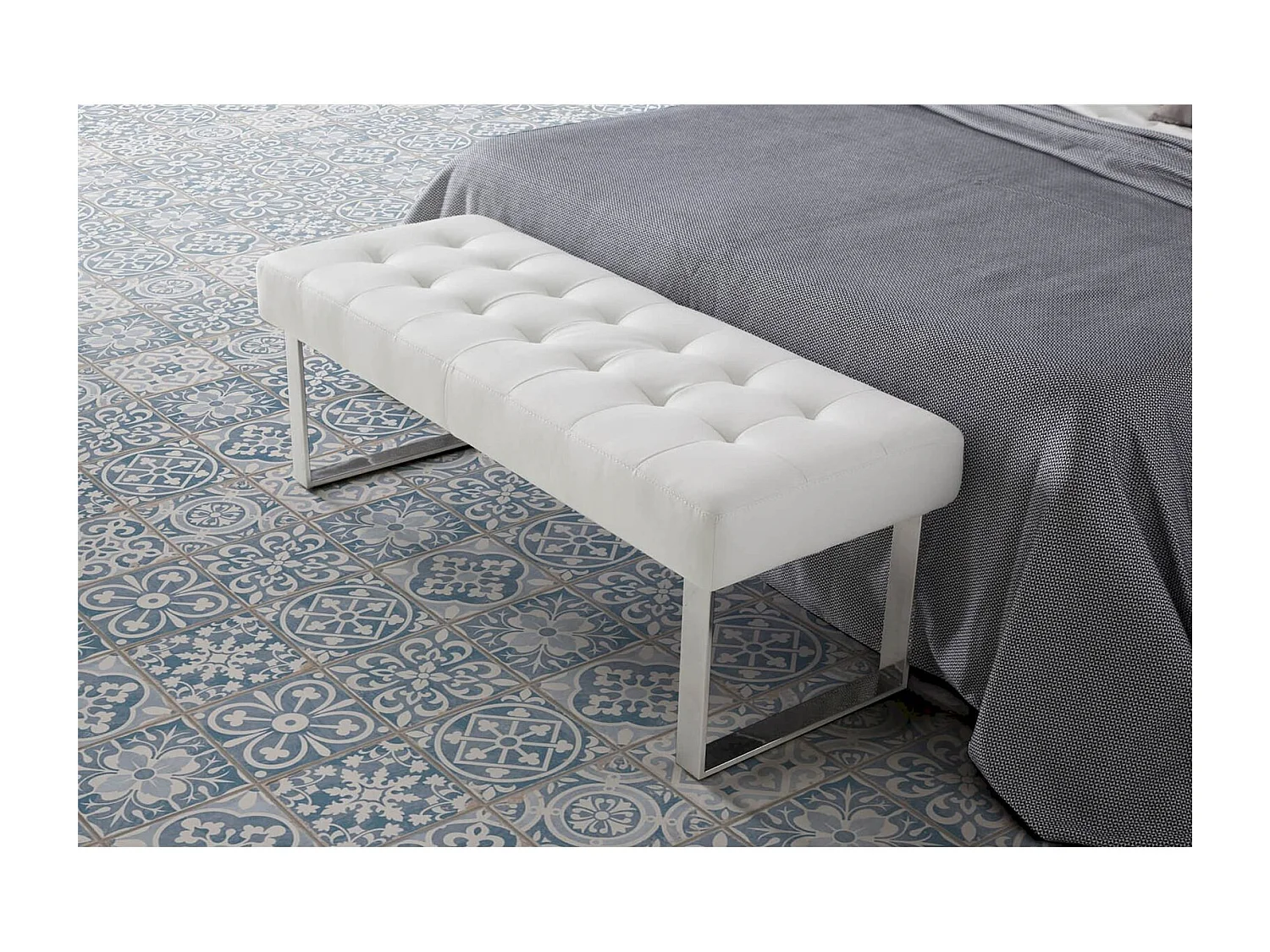 Banc rembourré structure acier inoxydable