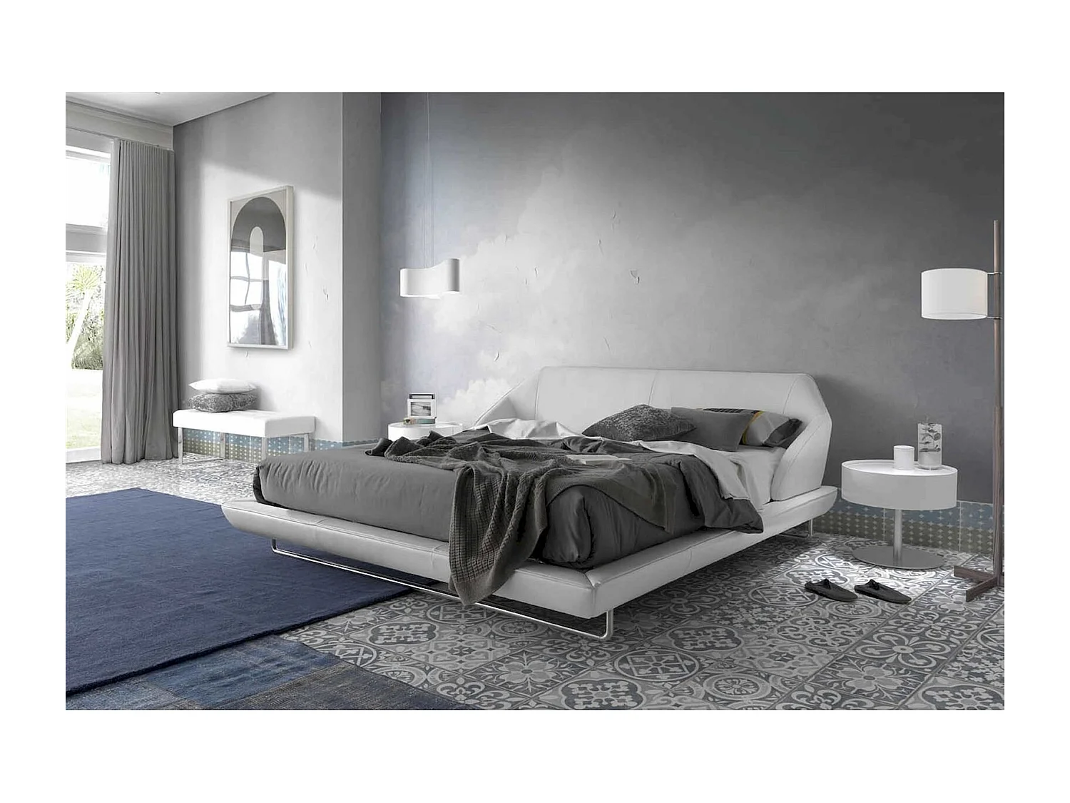 Banc rembourré structure acier inoxydable