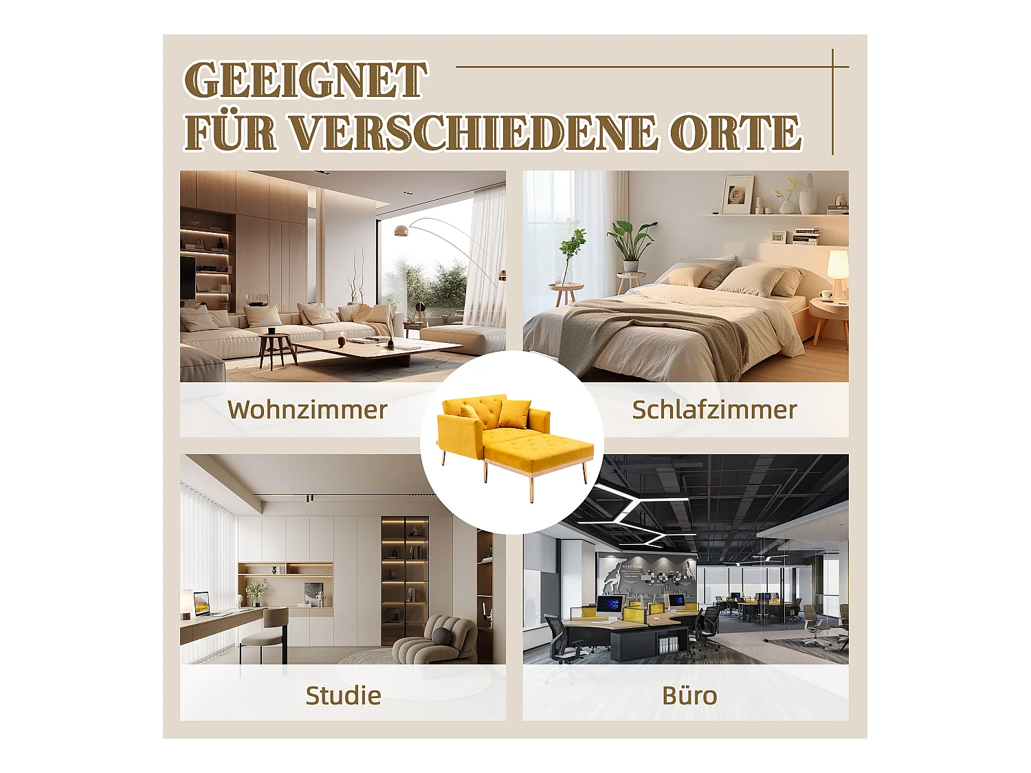 Canapé Convertible 2 Places en Velours côtelé Jaune - Canapé Modern avec 2 Coussins - Dossier réglable - 165x90x77cm