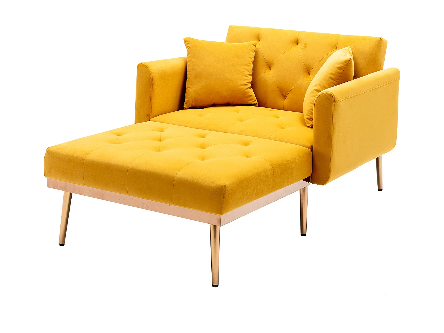 Sofá cama convertible en osito - Patas de metal dorado - Función chaise longue