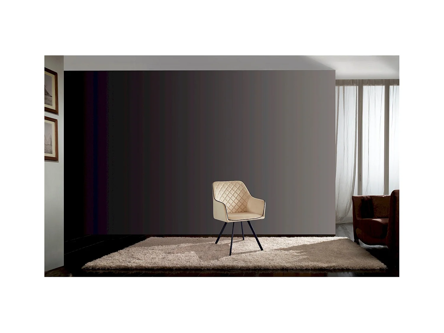 Chaise en Velours Ambre avec Dossier Surpiqué - Style Moderne et Élégant