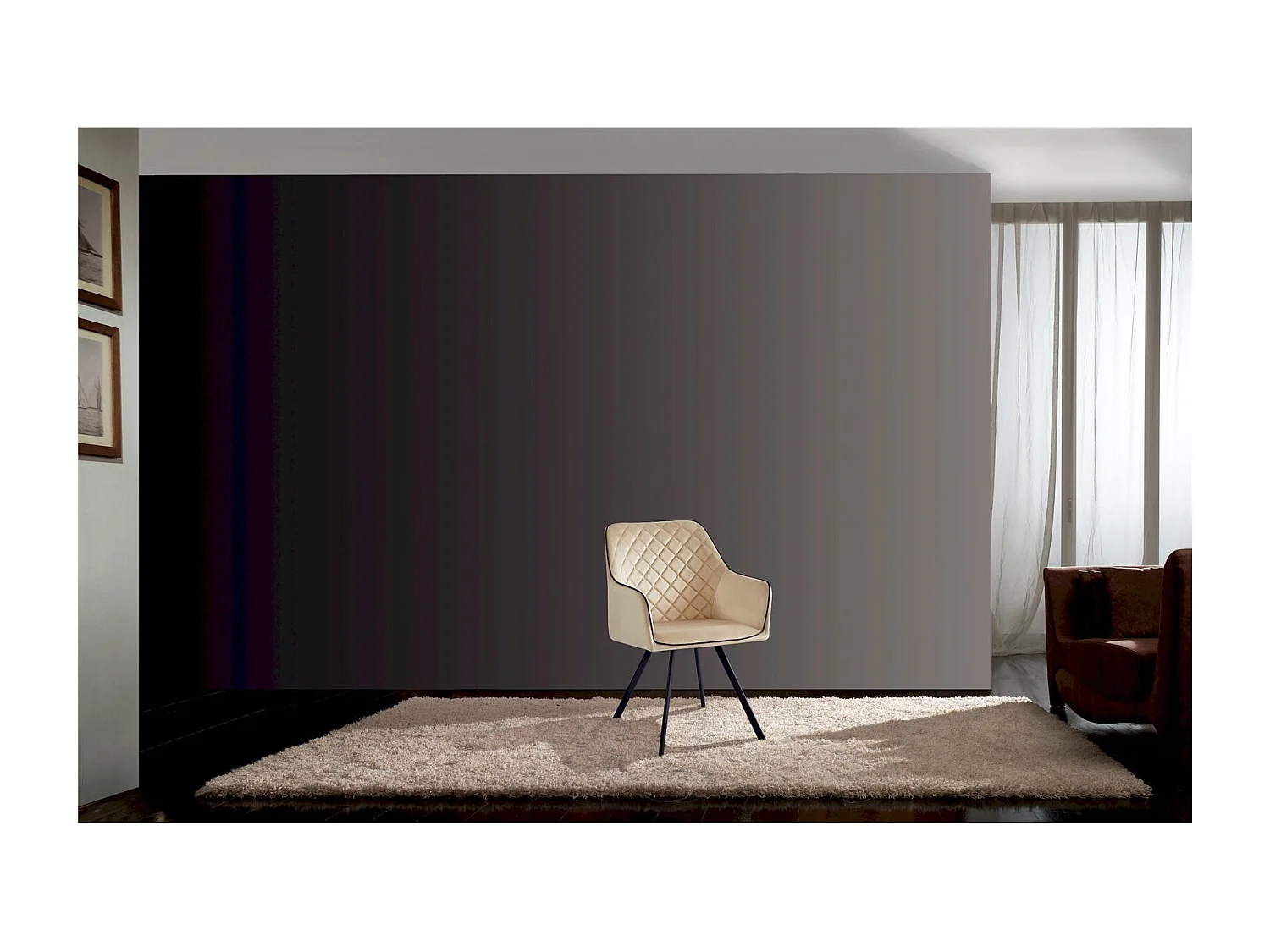 Chaise en Velours Ambre avec Dossier Surpiqué - Style Moderne et Élégant