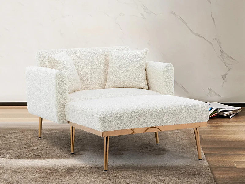 Slaapbank omvormbaar tot teddybeer - Gouden metalen poten - Chaise longue-functie