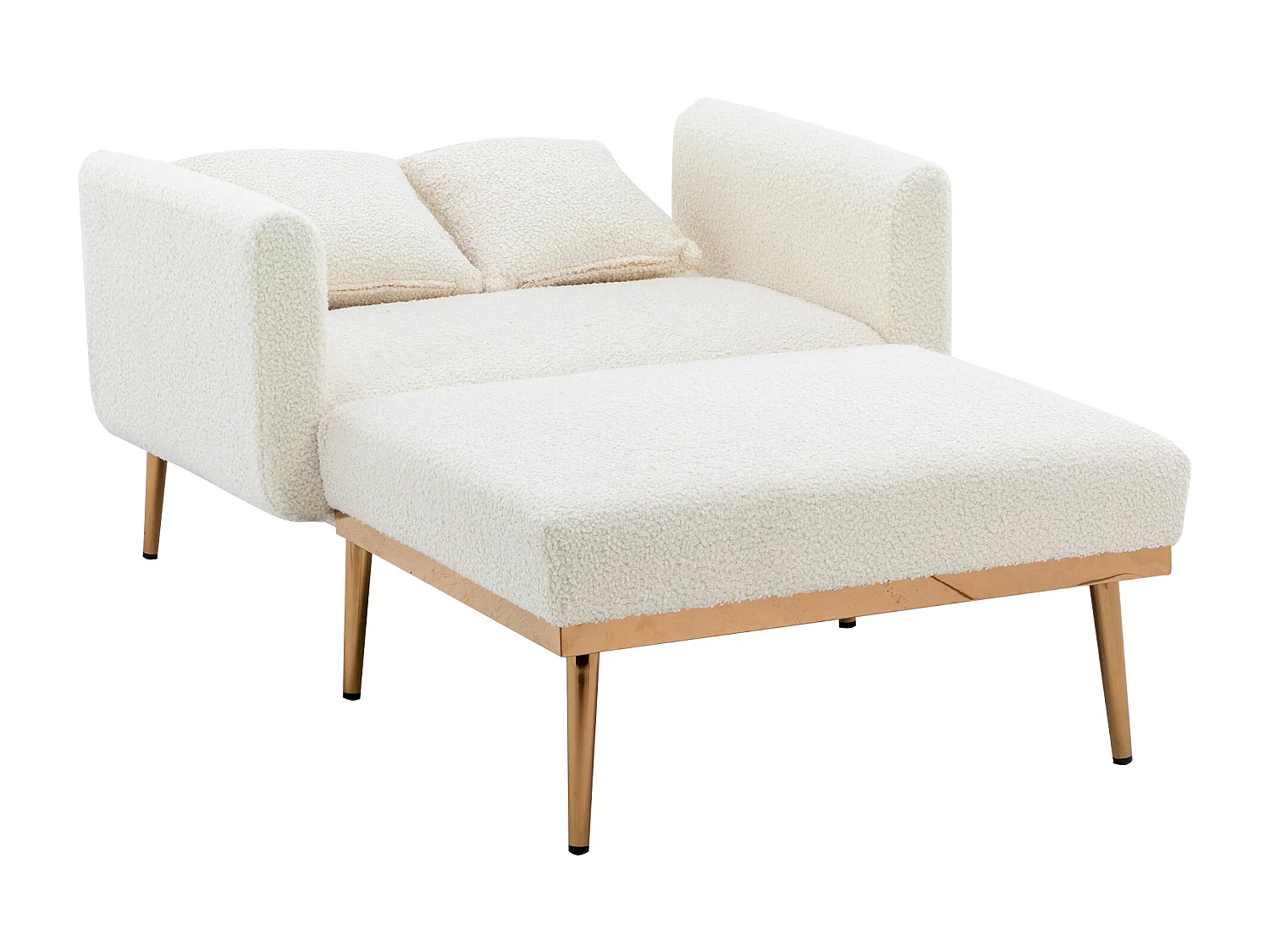 Slaapbank omvormbaar tot teddybeer - Gouden metalen poten - Chaise longue-functie