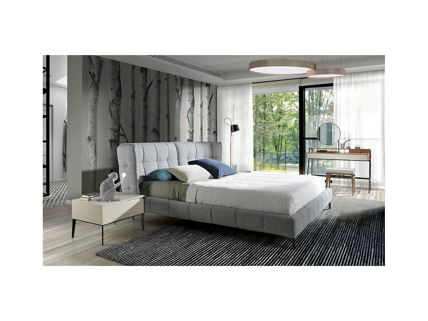 Banc rembourré structure bois