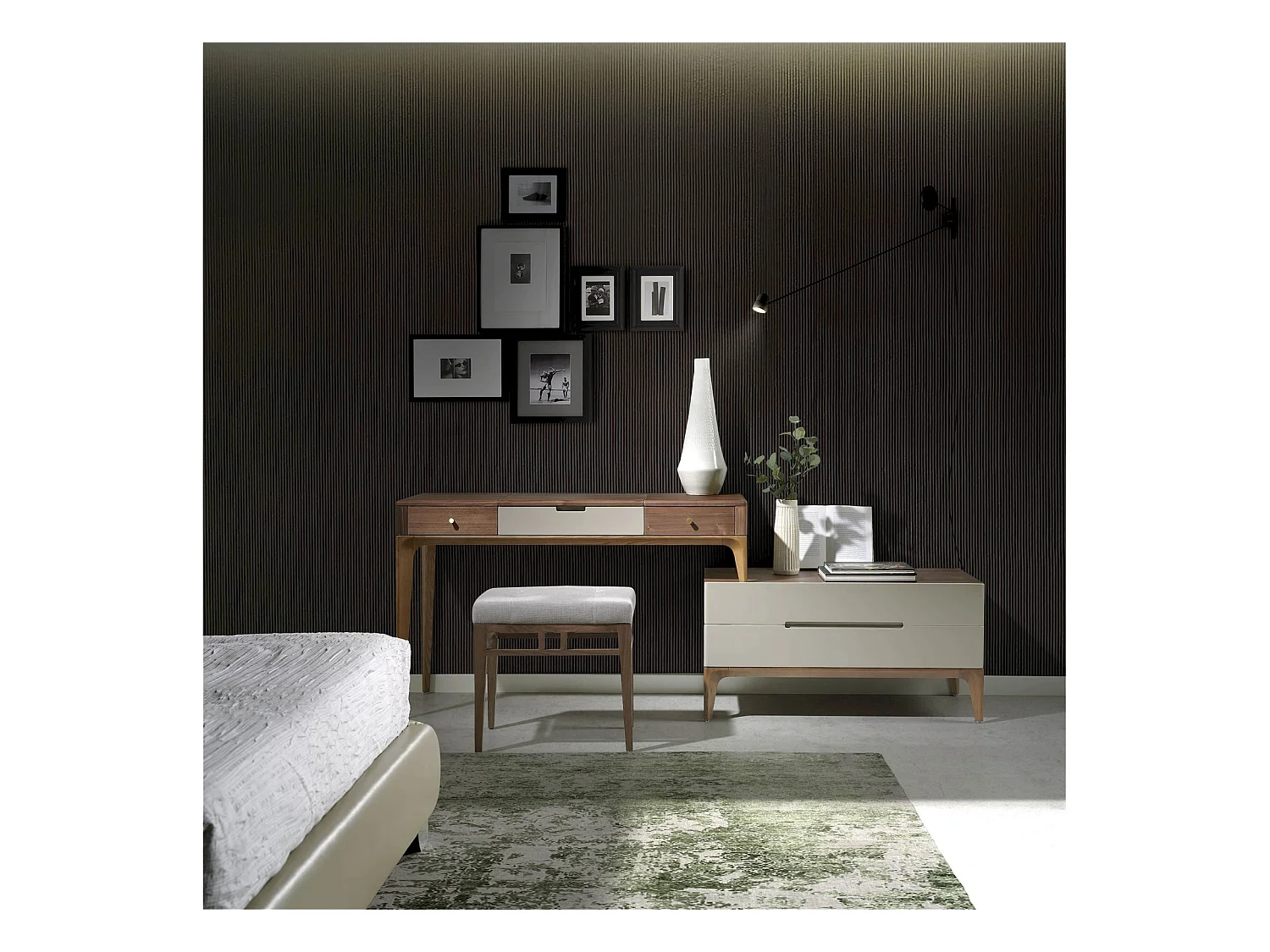 Banc rembourré structure bois