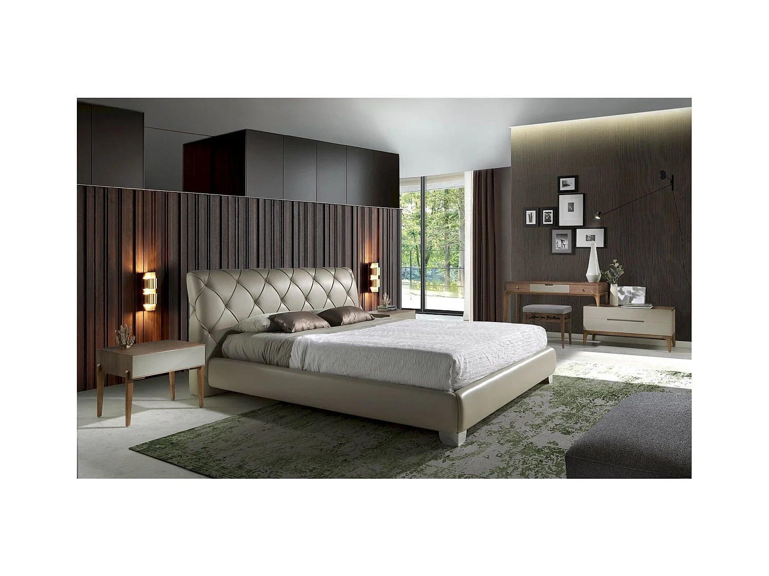 Banc rembourré structure bois