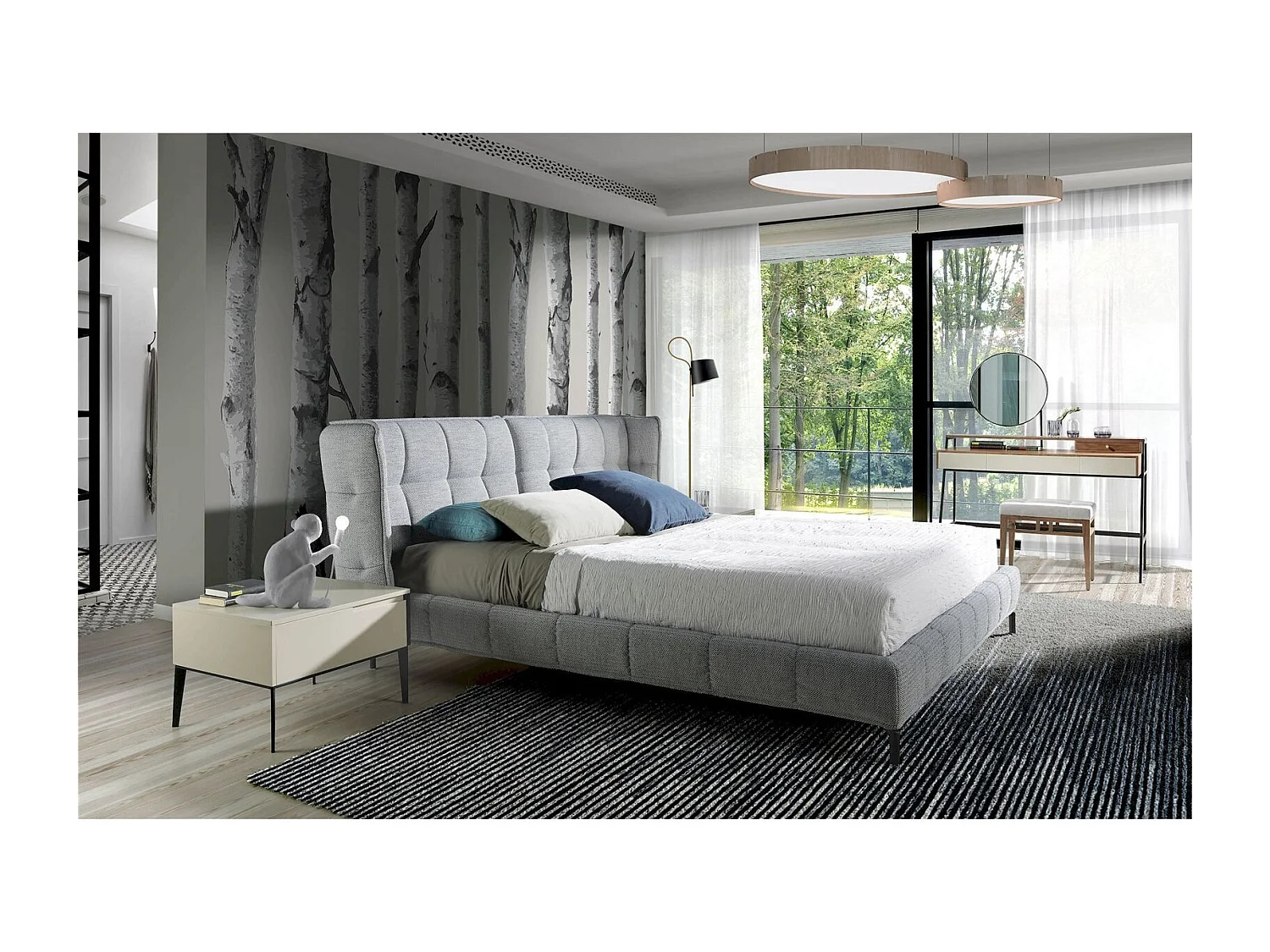 Banc rembourré structure bois